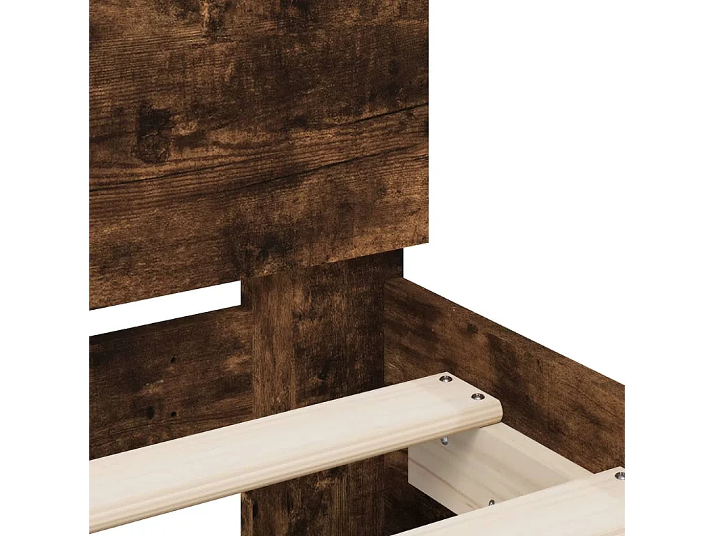 Bedframe met hoofdeinde en LED gerookt eikenkleurig 140x200 cm