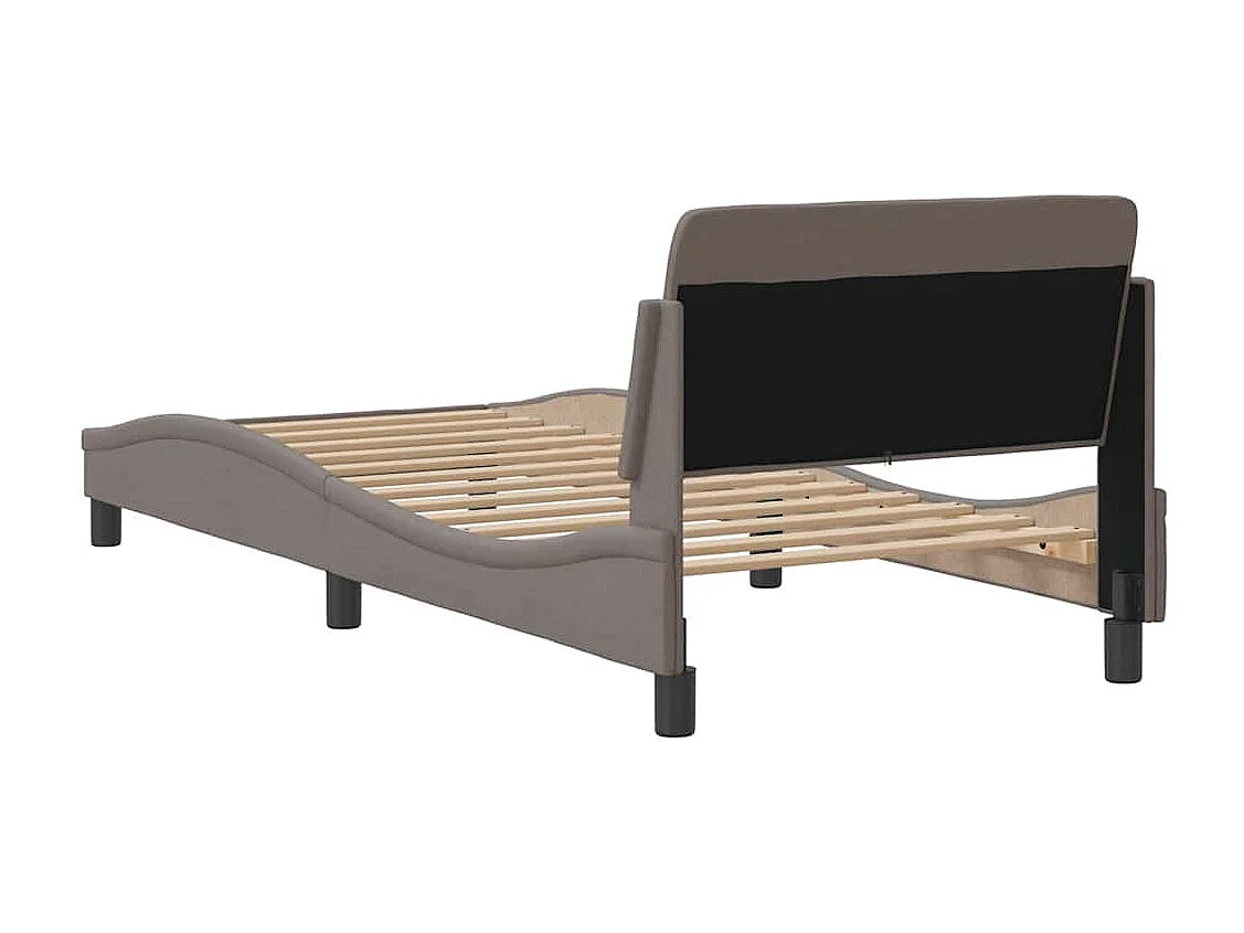 Cadre de lit avec tête de lit Dover taupe 80x200cm tissu