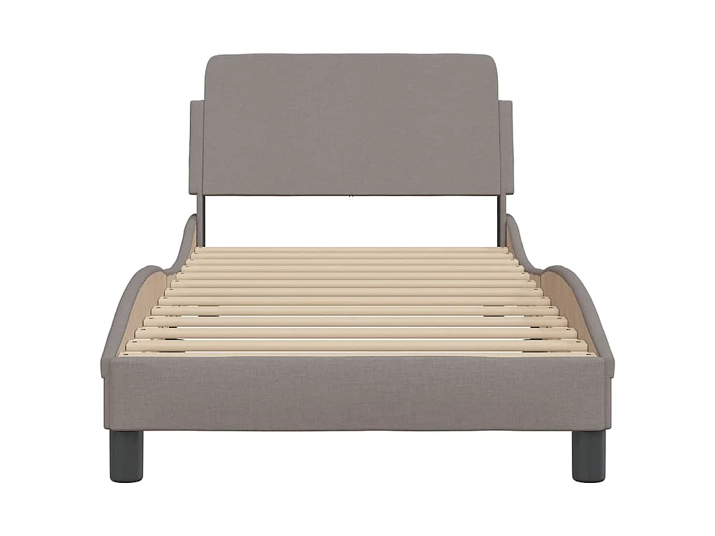 Cadre de lit avec tête de lit Dover taupe 80x200cm tissu