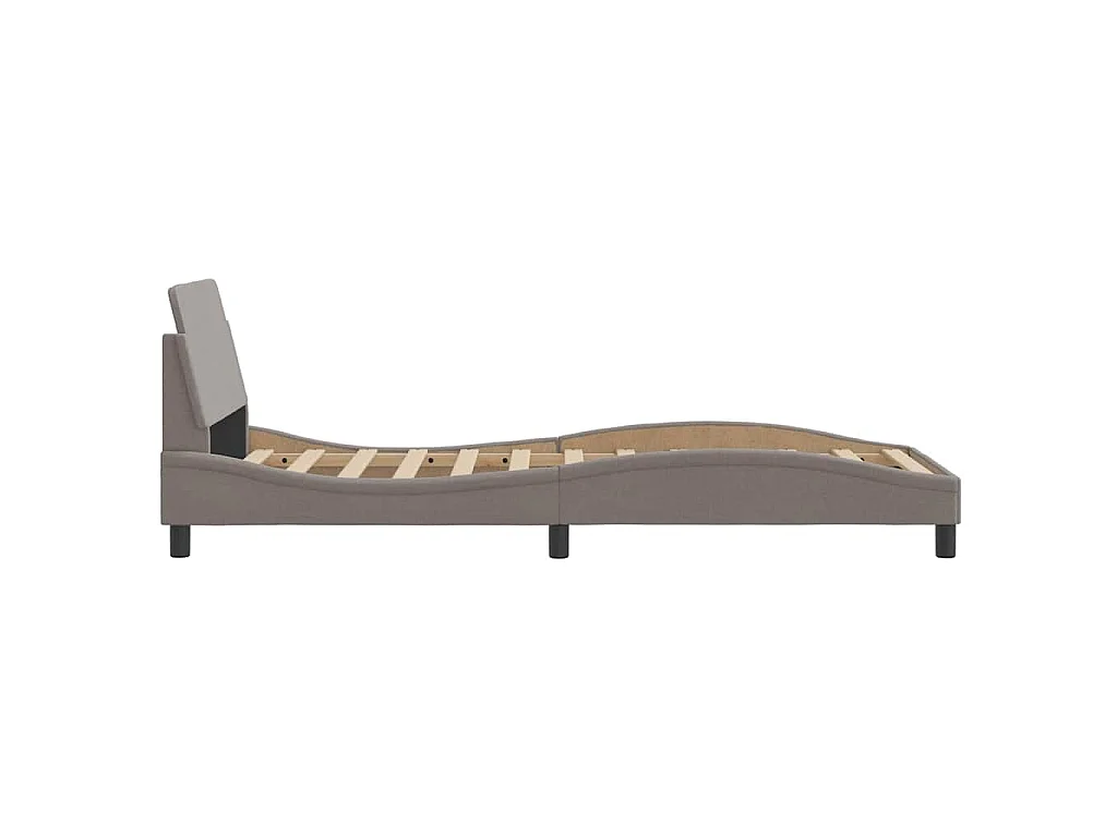 Cadre de lit avec tête de lit Dover taupe 80x200cm tissu