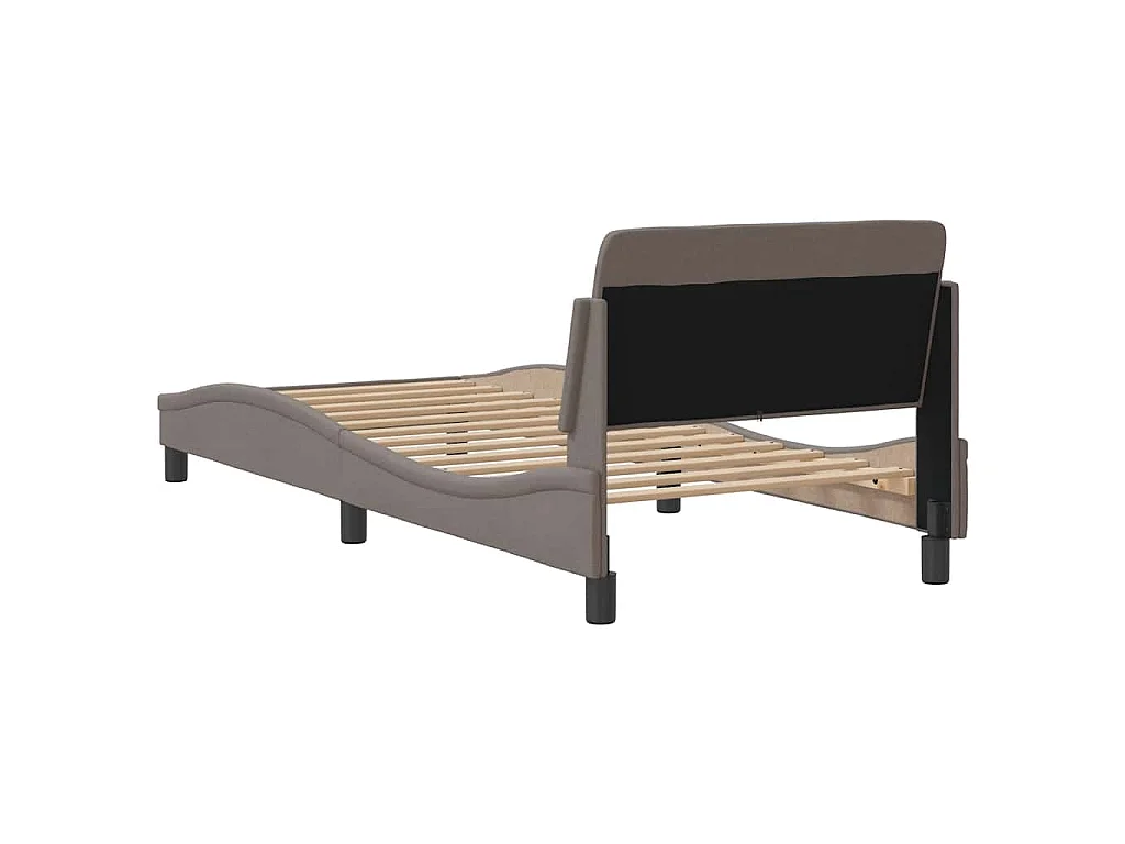 Cadre de lit avec tête de lit Dover taupe 80x200cm tissu
