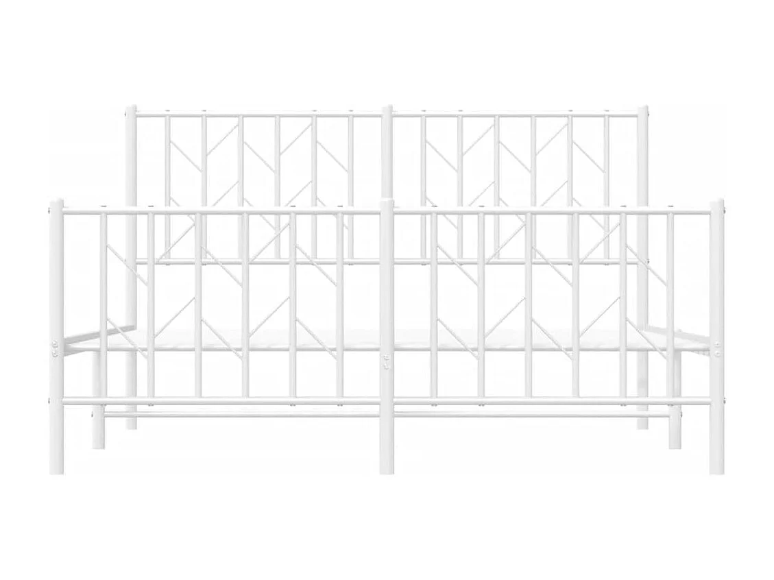 Bettgestell mit Kopf- und Fußteil Metall Weiß 140x190 cm