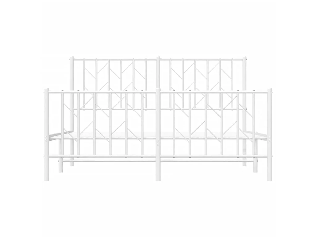 Cadre de lit métal sans matelas et pied de lit blanc 140x190 cm