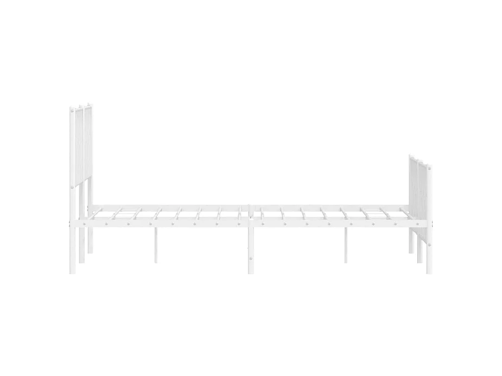 Cadre de lit métal sans matelas et pied de lit blanc 140x190 cm