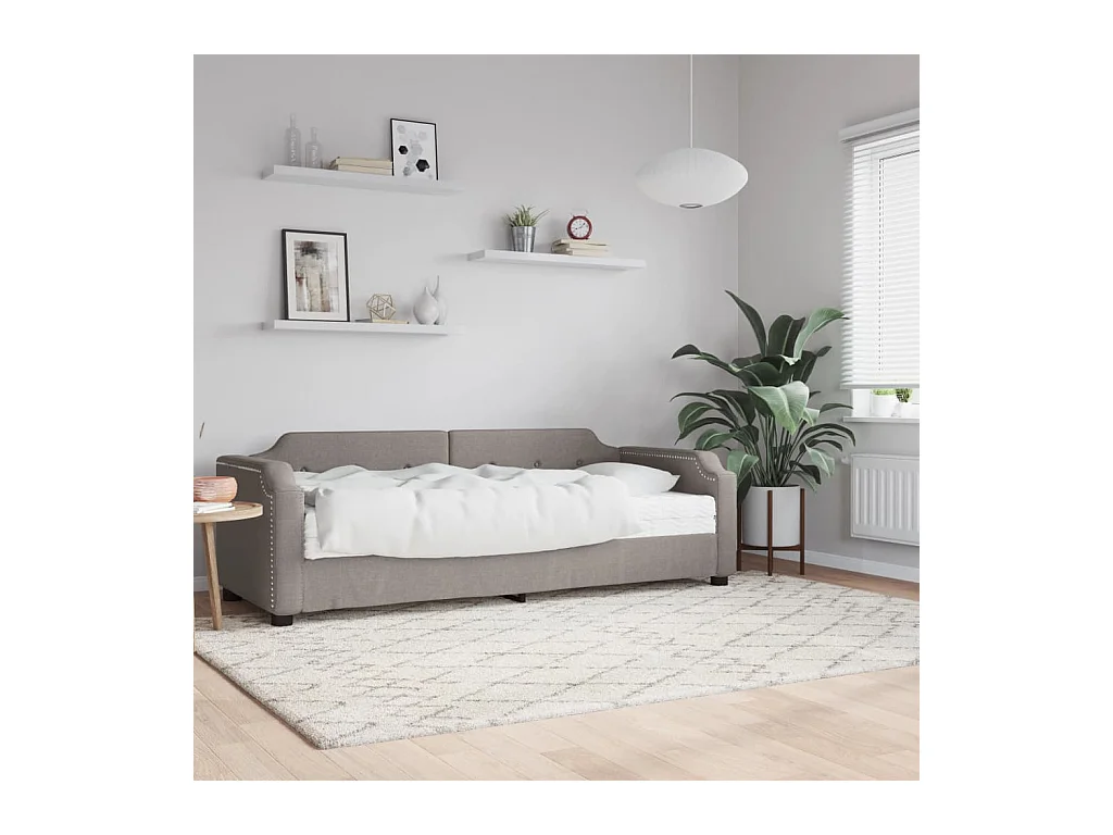 Lit de jour avec matelas taupe 80x200 cm tissu