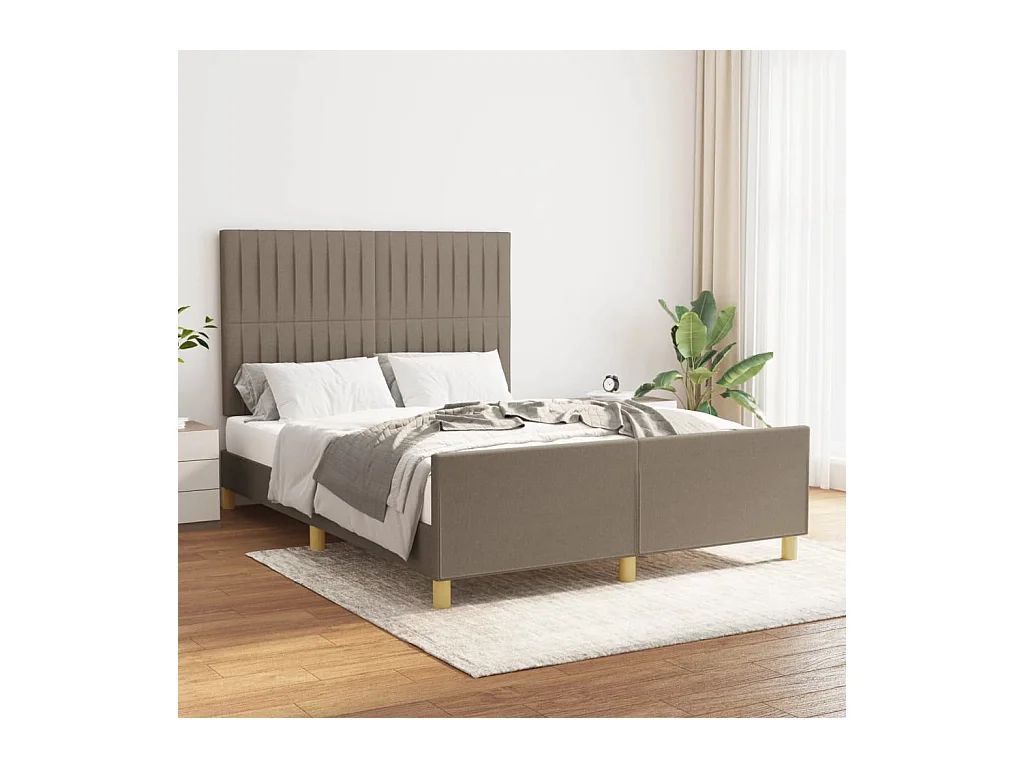 Cadre de lit sans matelas taupe 140x190 cm tissu