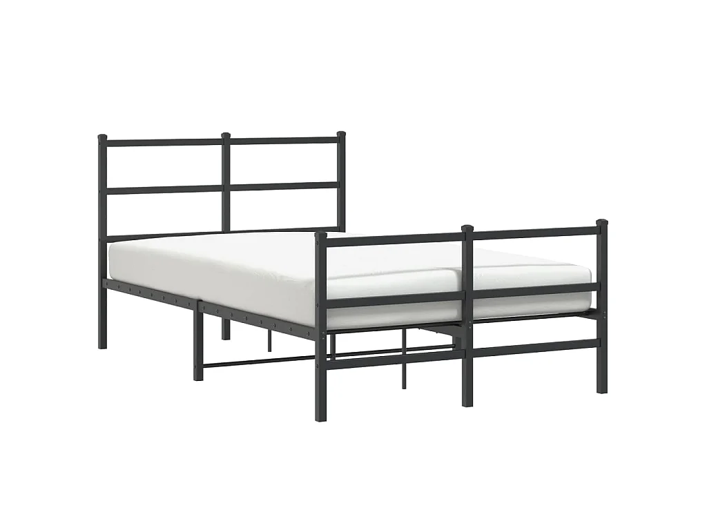 Cadre de lit métal sans matelas avec pied de lit noir 120x190cm