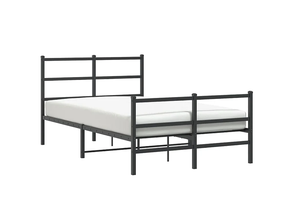 Cadre de lit métal sans matelas avec pied de lit noir 120x190cm