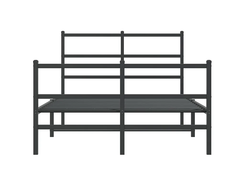 Cadre de lit métal sans matelas avec pied de lit noir 120x190cm