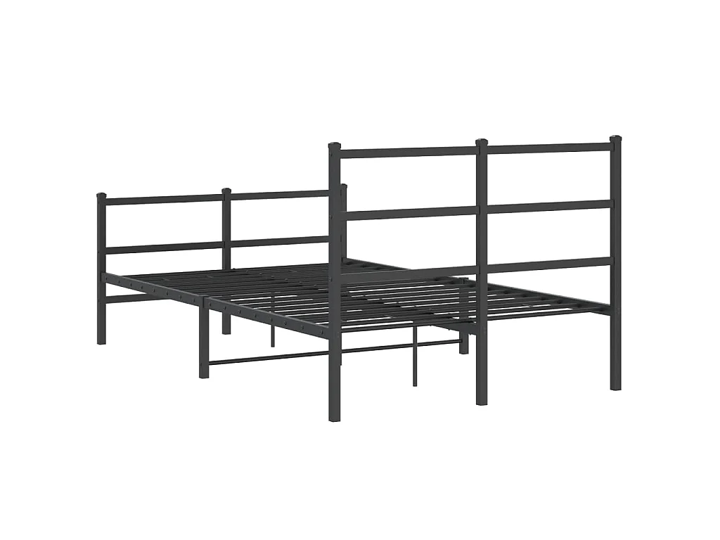 Cadre de lit métal sans matelas avec pied de lit noir 120x190cm