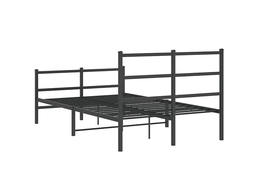 Bettgestell mit Kopf- und Fußteil Metall Schwarz 120x190 cm