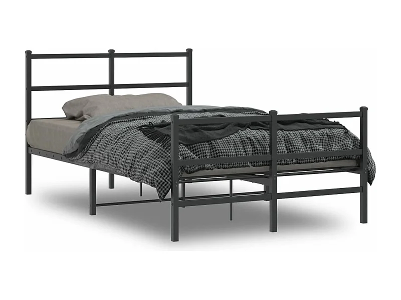 Cadre de lit métal sans matelas avec pied de lit noir 120x190cm