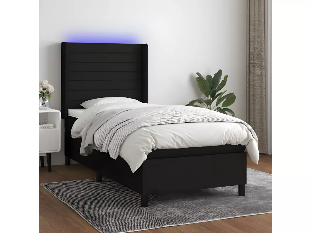 Kauf Unique Boxspringbett mit Matratze & LED Schwarz 90x200 cm Stoff