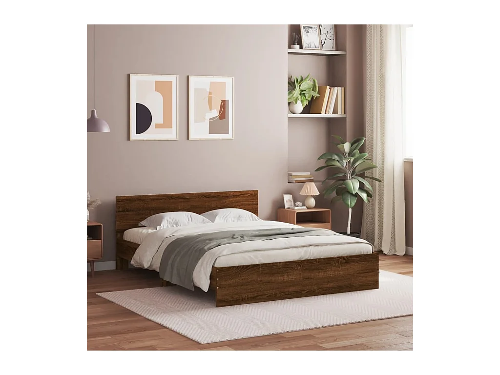 Cadre de lit sans matelas chêne marron 150x200 cm