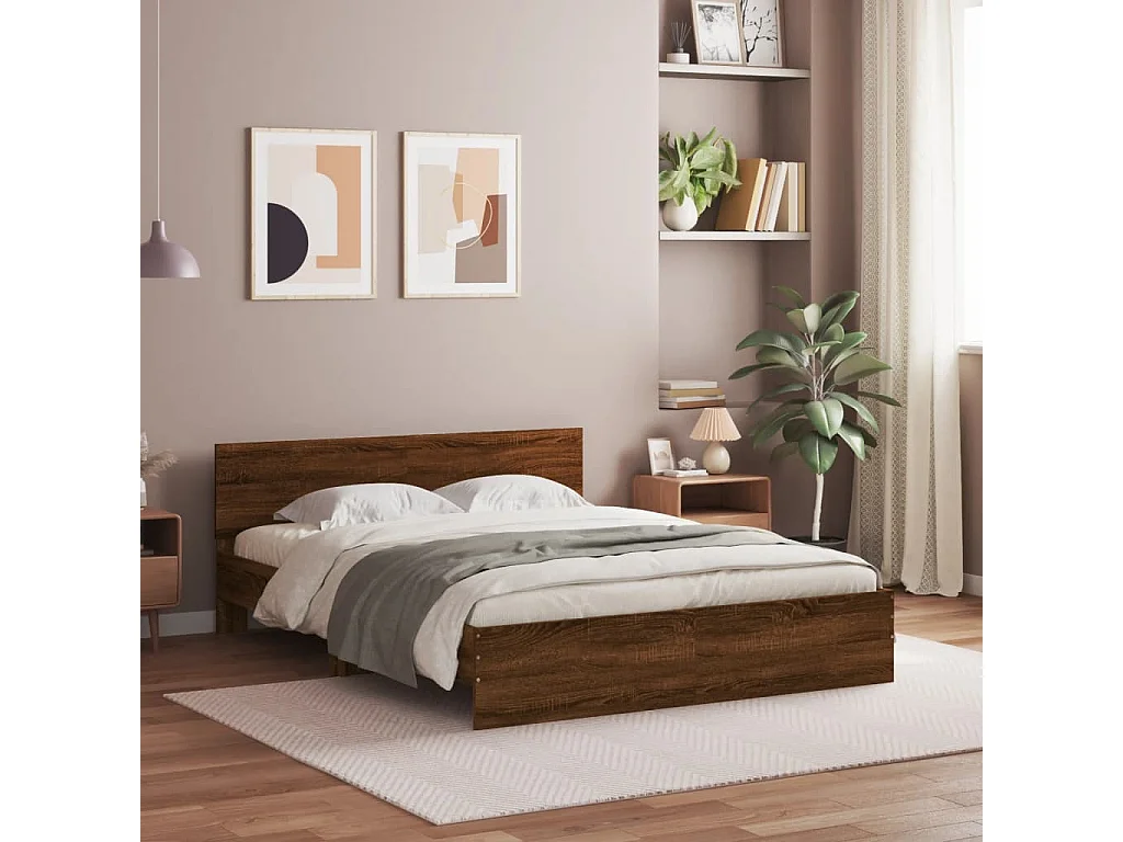 Cadre de lit sans matelas chêne marron 150x200 cm