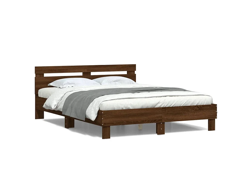Cadre de lit avec LED sans matelas chêne marron 140x200 cm