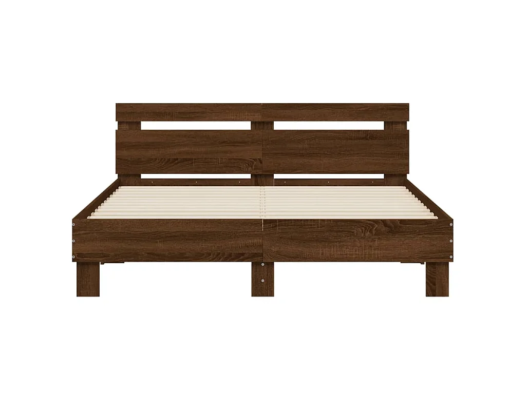 Cadre de lit avec LED sans matelas chêne marron 140x200 cm
