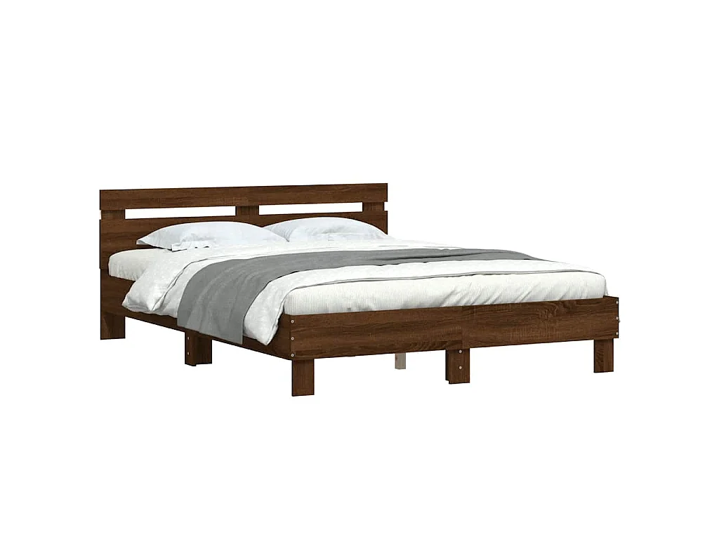 Cadre de lit avec LED sans matelas chêne marron 140x200 cm