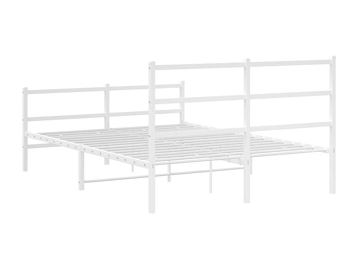 Estrutura de cama com cabeceira e pés 140x190 cm metal branco