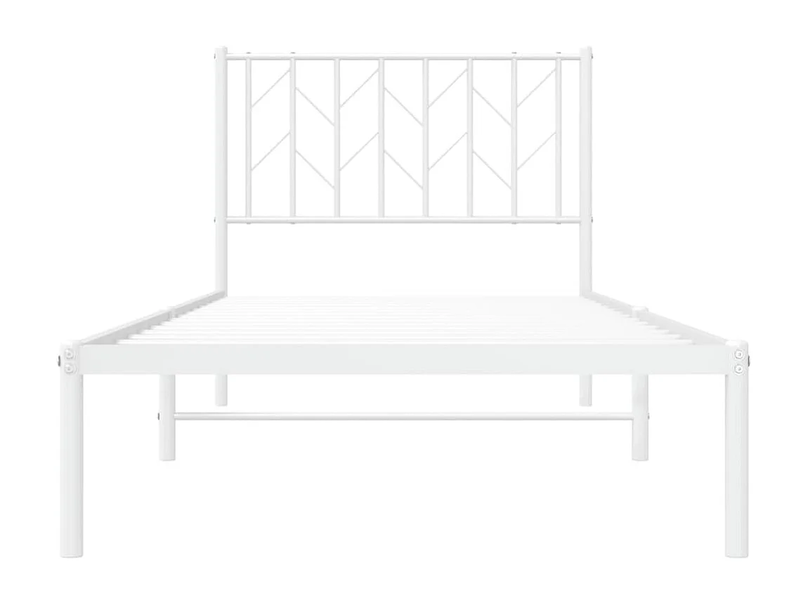 Cadre de lit métal sans matelas avec tête de lit blanc 90x190cm