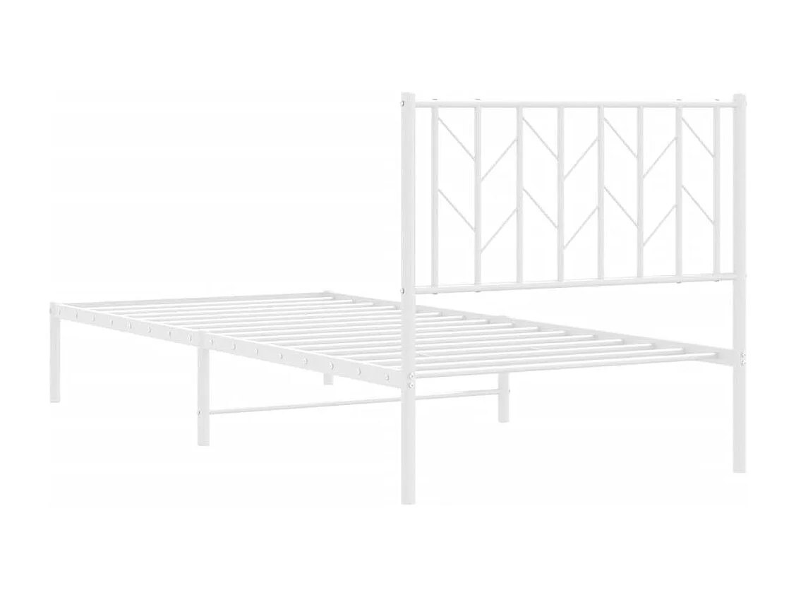 Cadre de lit métal sans matelas avec tête de lit blanc 90x190cm