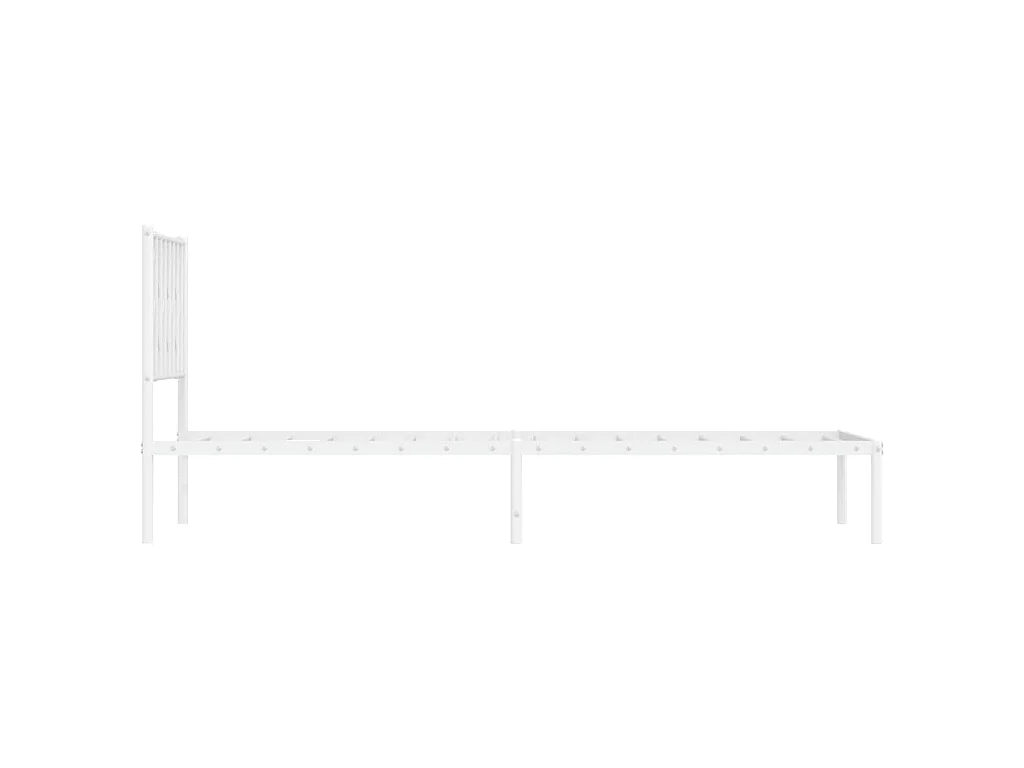 Cadre de lit métal sans matelas avec tête de lit blanc 90x190cm