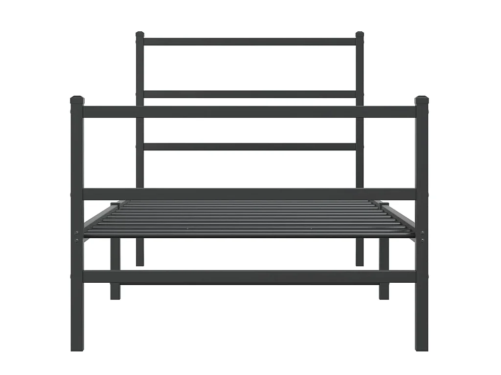Giroletto con Testiera e Pediera Metallo Nero 90x190 cm