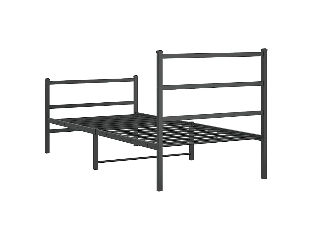 Giroletto con Testiera e Pediera Metallo Nero 90x190 cm