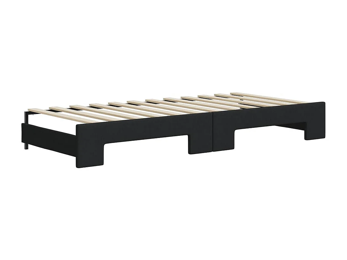 Tagesbett Ausziehbar mit Schubladen Schwarz 80x200 cm Stoff