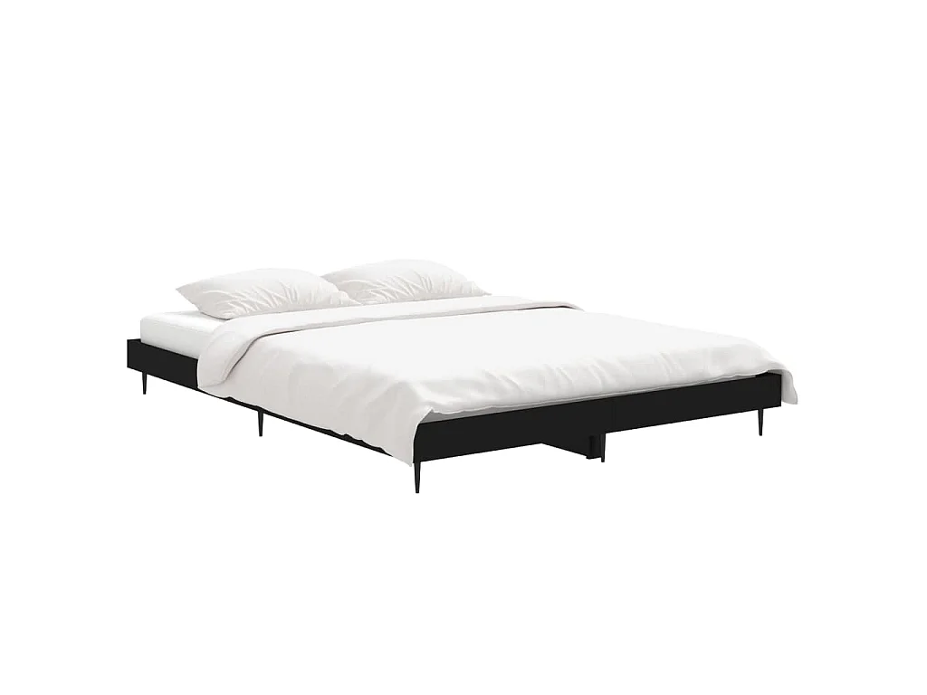 Cadre de lit sans matelas noir 135x190 cm bois d'ingénierie