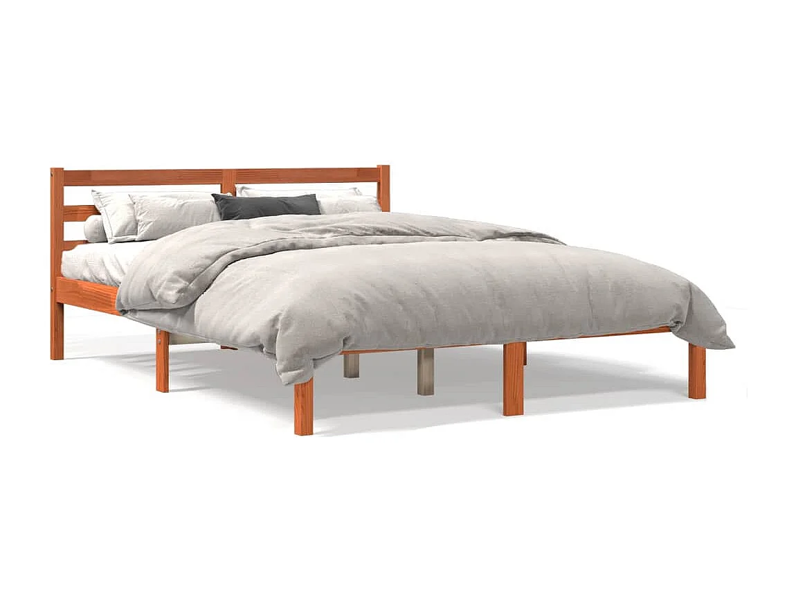 Cadre de lit sans matelas cire marron 120x190cm bois pin massif