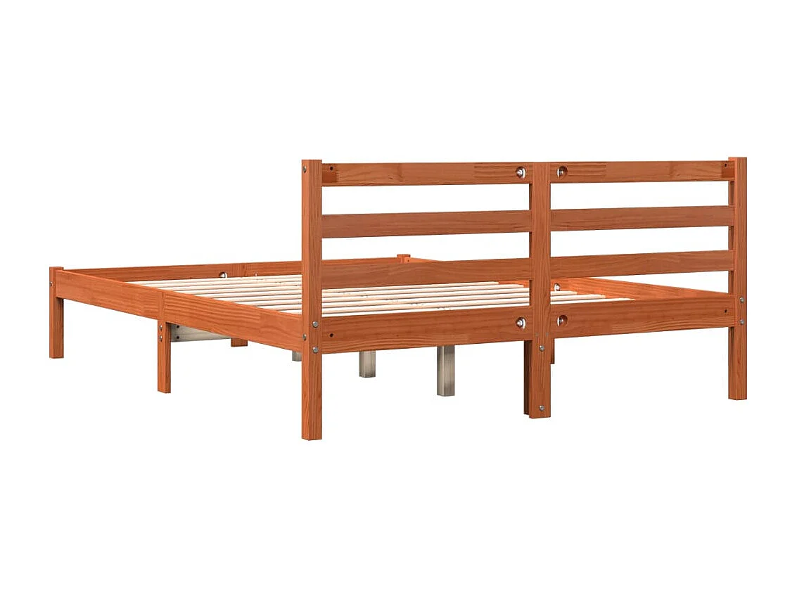 Cadre de lit sans matelas cire marron 120x190cm bois pin massif