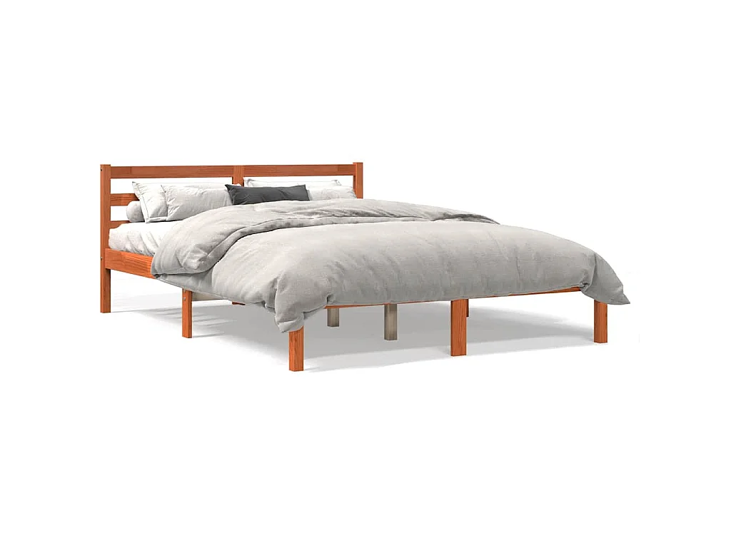 Cadre de lit sans matelas cire marron 120x190cm bois pin massif