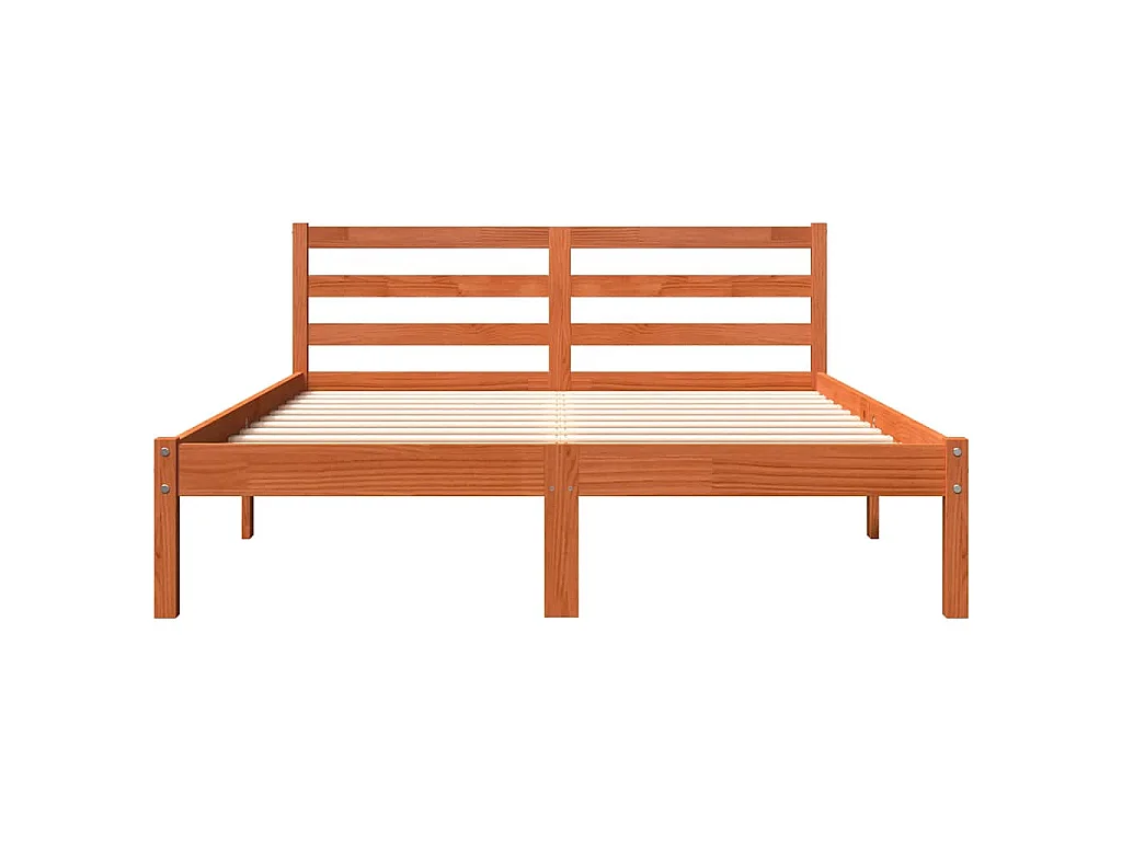 Cadre de lit sans matelas cire marron 120x190cm bois pin massif