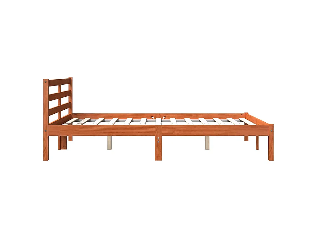 Cadre de lit sans matelas cire marron 120x190cm bois pin massif