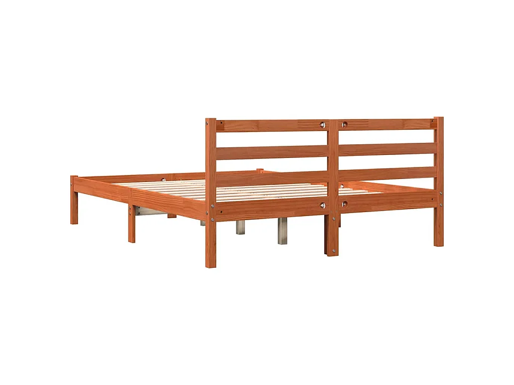 Cadre de lit sans matelas cire marron 120x190cm bois pin massif
