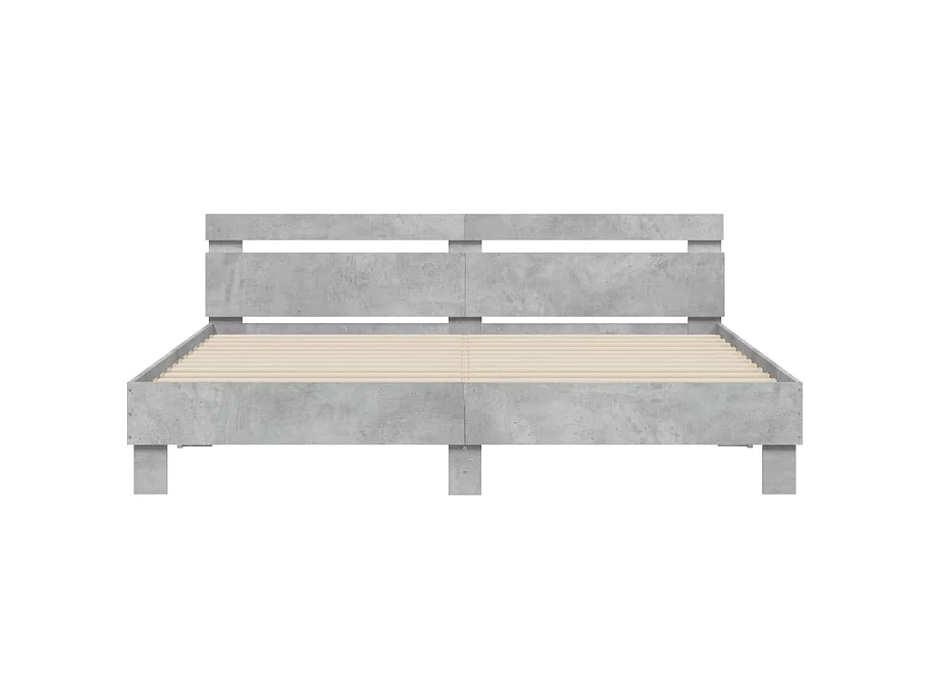 Cadre de lit avec LED sans matelas gris béton 160x200 cm