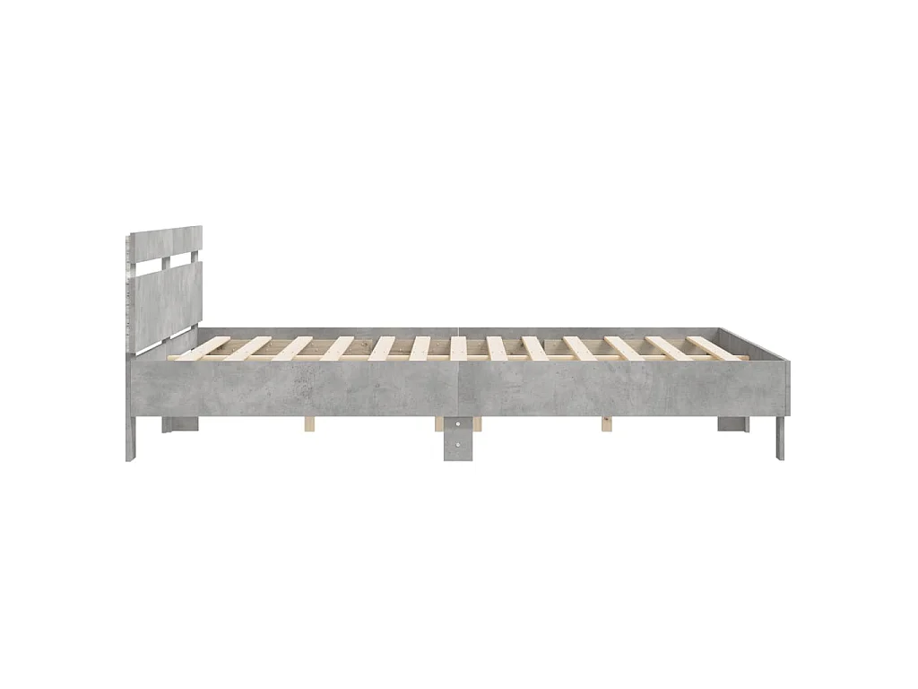 Cadre de lit avec LED sans matelas gris béton 160x200 cm