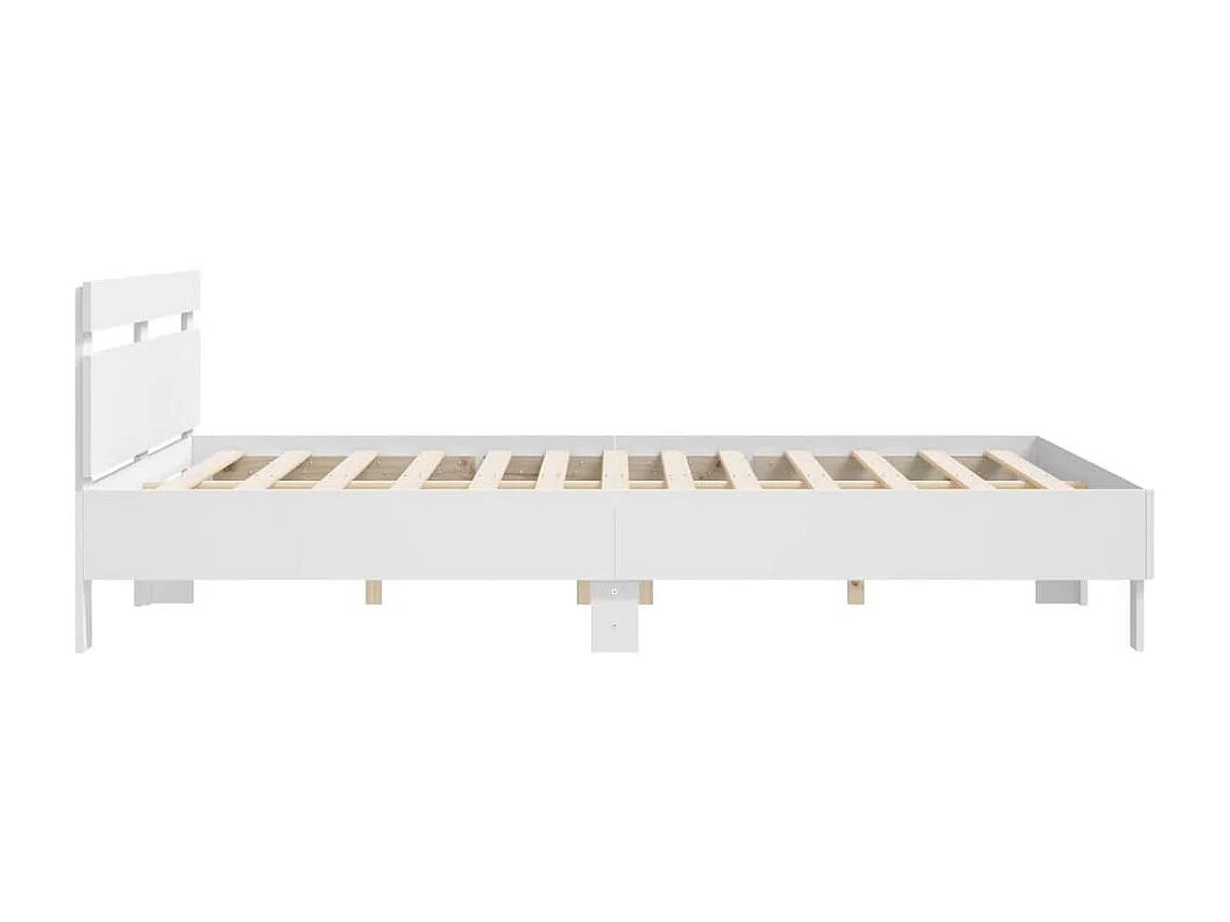 Estructura cama con cabecero madera ingeniería blanco 160x200cm