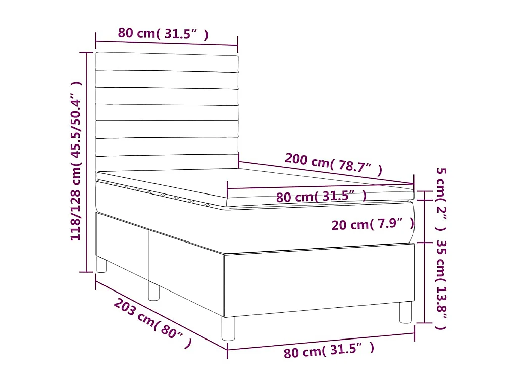 Boxspring met matras en LED fluweel donkerblauw 80x200 cm