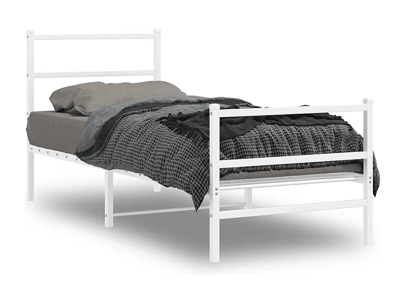 Bedframe met hoofd- en voeteneinde metaal wit 80x200 cm