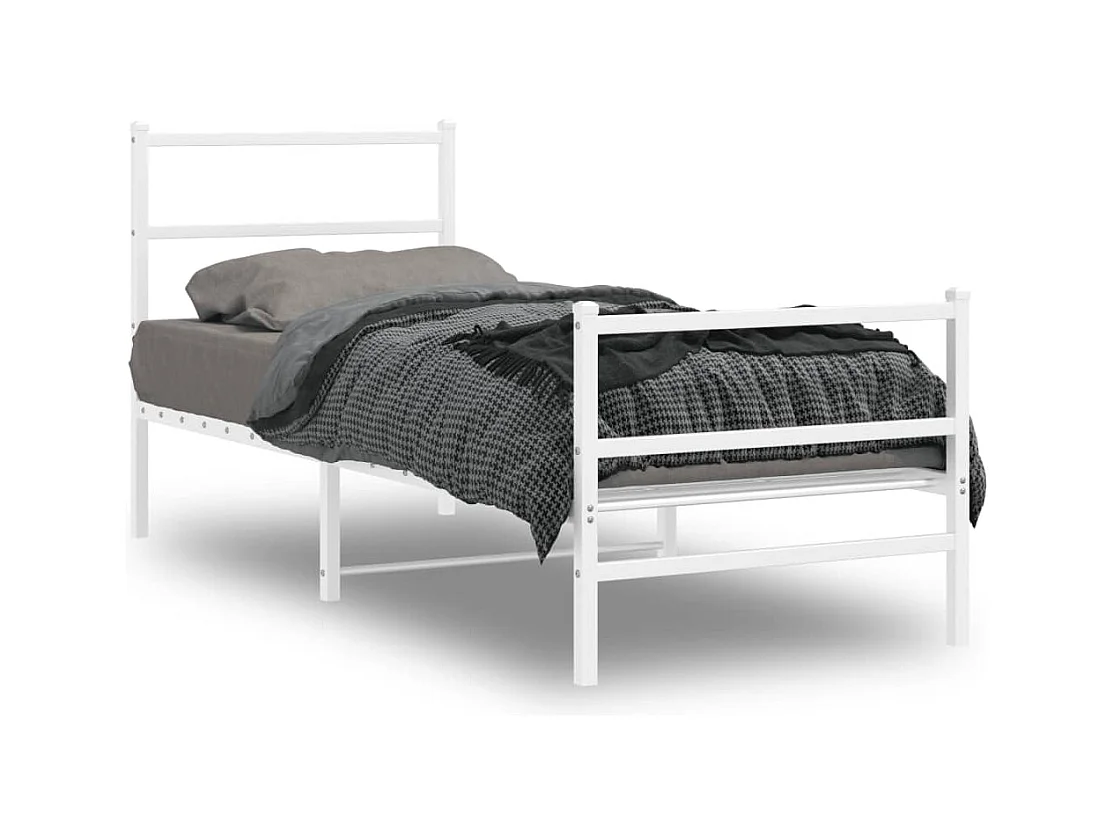 Bedframe met hoofd- en voeteneinde metaal wit 80x200 cm