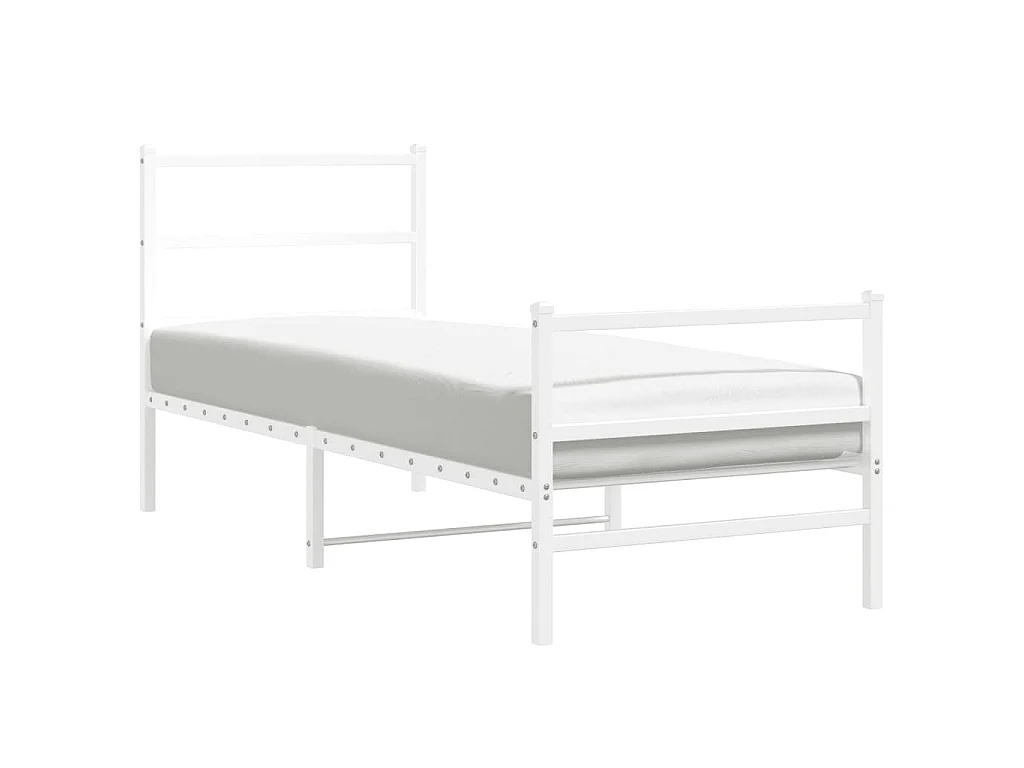 Giroletto con Testiera e Pediera Metallo Bianco 80x200 cm