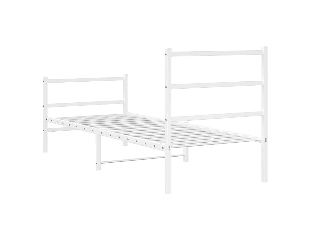 Giroletto con Testiera e Pediera Metallo Bianco 80x200 cm