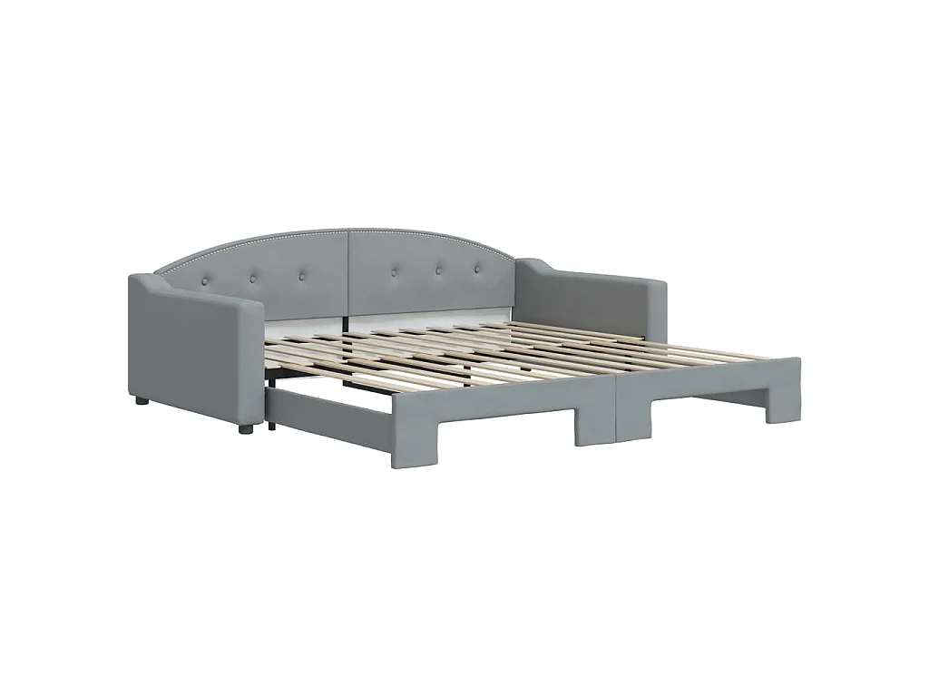 Lit de jour avec gigogne sans matelas gris clair 100x200 cm