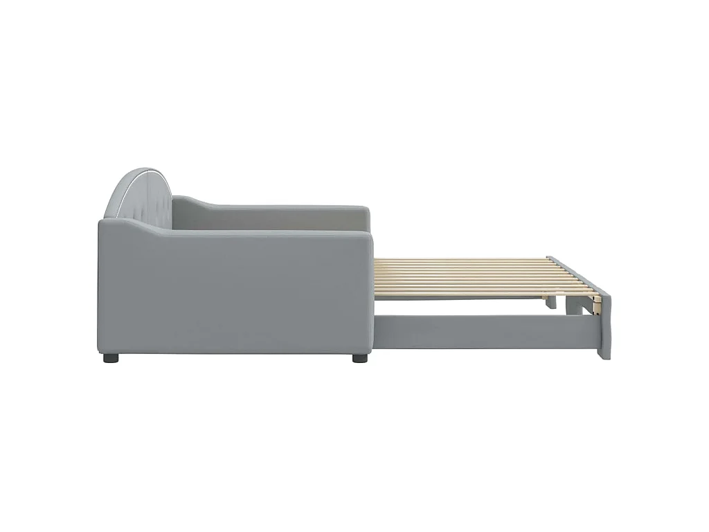 Lit de jour avec gigogne sans matelas gris clair 100x200 cm
