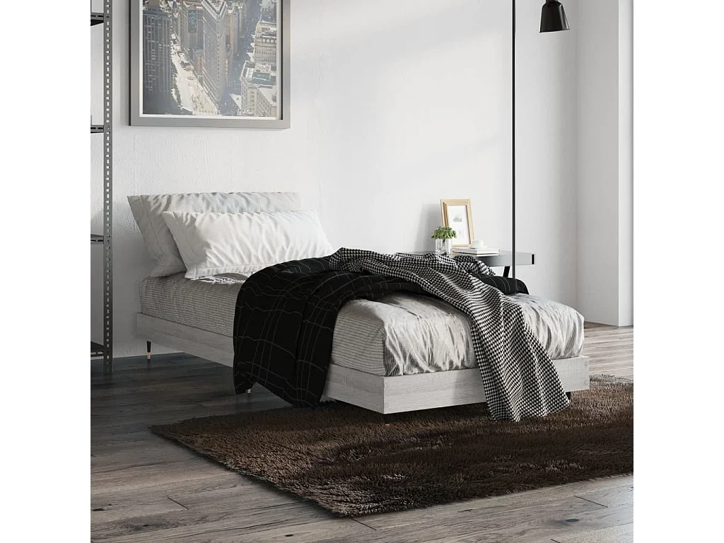Cadre de lit sans matelas sonoma gris 75x190 cm