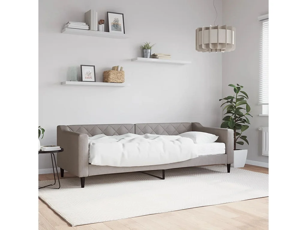 Lit de jour avec matelas taupe 80x200 cm tissu
