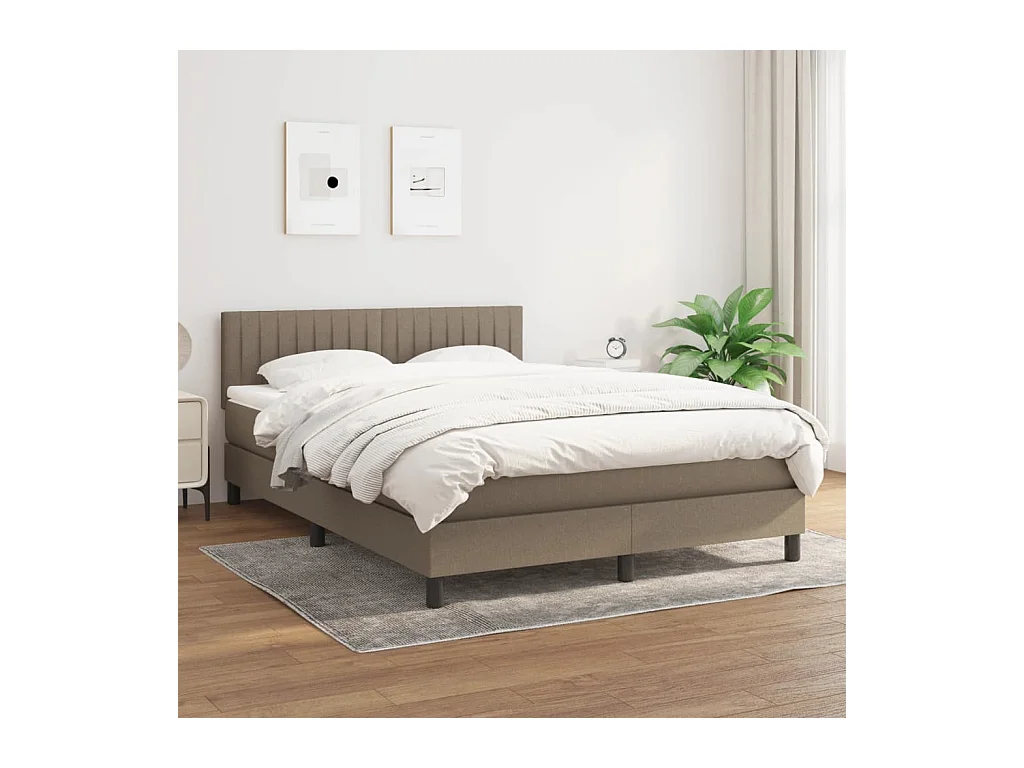 Sommier à lattes de lit avec matelas Taupe 140x190 cm Tissu