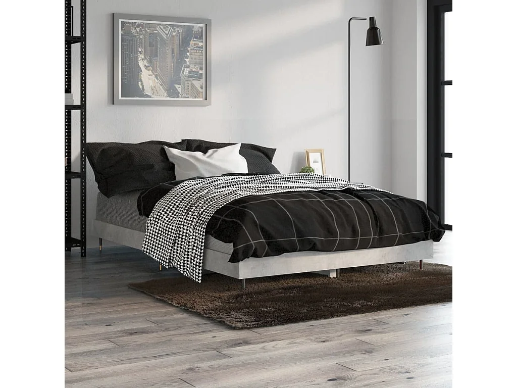 Bedframe bewerkt hout betongrijs 120x190 cm